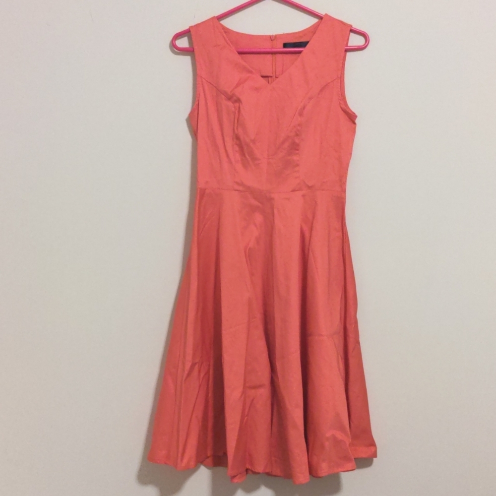 Bright Coral Fit and Flare Dress